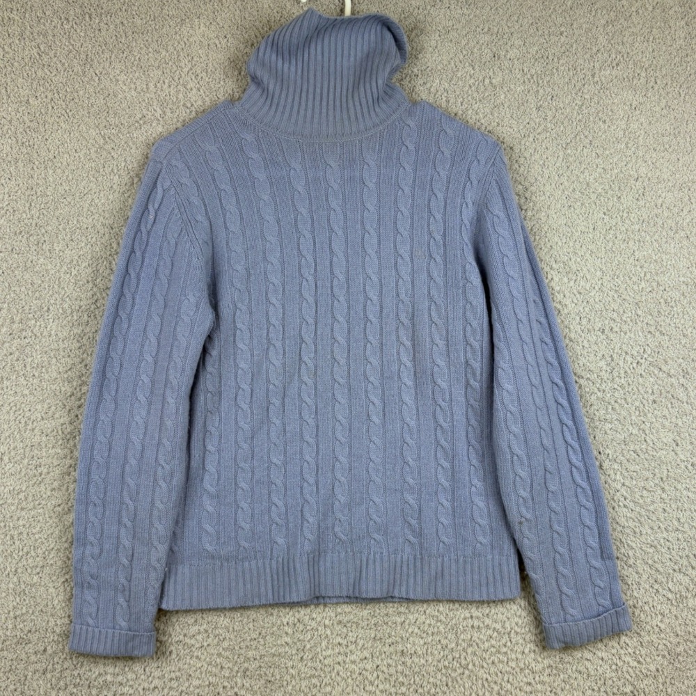 Lauren Ralph Lauren Sweater Womens Small Blue 100 Cashmere Cable Knit Turtleneck